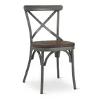 image of G & A 588WS Dumont Side Chair, Cross Back, Solid Ash Wood Seat, 18 Gauge Steel Frame, Black Finish