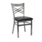 image of G & A 599-D VS Indoor Side Chair with Cross Back and Veneer Seat, Steel Frame with Distressed Finish