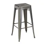 image of G & A 600 Astor Barstool, Backless, Solid Metal Seat, 12 Gauge Steel Frame, Clear Coated Finish, Armless, Legs Base