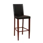 image of G & A 606-B Silhouette Barstool, Upholstered Square Back, Padded Seat, Walnut Finish, Metal Frame, Black Vinyl