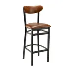 image of G & A 611FP Santos Barstool with Upholstered Padded Seat and Back, 18 Gauge Steel Frame, Black Matte Finish, Armless, Footrest