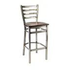 image of G & A 613-D VS Dante Barstool, Ladder Back, Veneer Seat, Distressed Finish, 18 Gauge Steel Frame, Footrest, Welded Joint