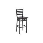 image of G & A 613-W SS Dante Barstool, Ladder Back, Solid Wood Saddle Seat, Walnut Finish, Metal Base