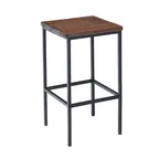 image of G & A 641-RS Toledo Backless Barstool, Reclaimed Solid Wood Seat, 18 Gauge Steel Frame, Powder Coated Black Finish