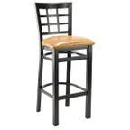 image of G & A 650-B PS Windsor Barstool with Grid Back and Padded Seat, 18 Gauge Steel Frame 