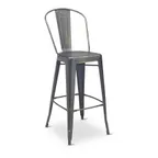 image of G & A 680-PS Astor Barstool, Metal Back, Upholstered Padded Seat, 12 Gauge Steel Frame, Non-Marring Plastic Floor Glides