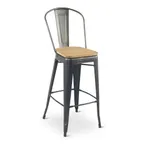 image of G & A 680-WS Astor Barstool with Metal Back, Wood Seat, 12 Gauge Steel Frame, Armless, Plain Back