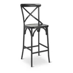 image of G & A 688WS Dumont Barstool, Cross Back, Solid Ash Wood Seat, 18 Gauge Steel Frame, Armless, Welded Joint