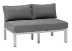 image of G & A 8402 Ravello Lounge Sofa Seat, Indoor/Outdoor, Grey Cushions, Synthetic White Wash Teak Finish, Grey Aluminum Frame, Nylon Floor Glides