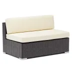 image of G & A 8502 Siena Lounge Double Seat Loveseat, Ivory Cushions, Resin Wicker, Espresso Finish