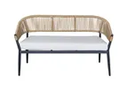 image of G & A 854 Costa Bench, Black Aluminum Frame, Woven Synthetic Rope, 49-60" Wide, Stacking, Footrest