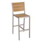 image of G & A 8816 Aluminum Sol Barstool with Synthetic Teak Ladder Back & Seat