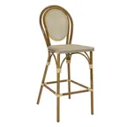 image of G & A 907 Paris Barstool, Hairpin Back, Platinum Textilene Seat, All-Weather Aluminum Frame