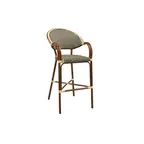 image of G & A 915 Capri Barstool, Indoor/Outdoor, Stacking, Woven Nylon, Mahogany Finish, All-Weather Aluminum