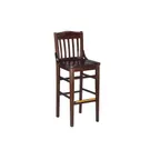 image of G & A 9510SS Schoolhouse Barstool with Slat Back, Solid Wood Saddle Seat, European Beechwood Frame, Footrest, Mortise and Tenon Construction