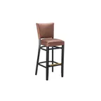 image of G & A 9626NH PS3 Oxford Barstool, Upholstered Padded Back & Seat, European Beechwood Frame, Nailheads, Footrest