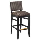 image of G & A 9645 Meridian Barstool, Upholstered Padded Back & Seat, Gunstock Walnut Finish, European Beechwood Frame