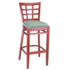 image of G & A 9650 Checker Barstool with Grid Back and Padded Seat, European Beechwood Frame