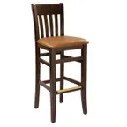 image of G & A 9805PS Napa Barstool, Slat Back, Upholstered Padded Seat, European Beechwood Frame, Footrest, Mortise and Tenon Construction