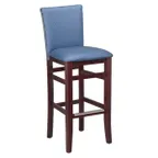 image of G & A 9806 Lotus Barstool, Upholstered Back & Seat, European Beechwood Frame, Nailheads, Footrest