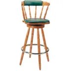 image of G & A 9850FP Colonial Swivel Barstool – Upholstered Seat, Spoke Back, Beechwood Frame, Plastic Glides