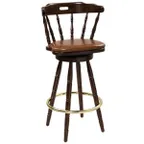 image of G & A 9850PS Colonial Swivel Barstool – Back Handhold, Upholstered Seat, Beechwood Frame, Non‑Marring Glides