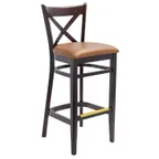 image of G & A 9877SS Provence Barstool – Solid Wood Saddle Seat, Criss‑Cross Back, Beechwood Frame, Footrest, Glides