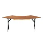 image of G & A BQT460SP Serpentine Banquet Folding Table, Rectangular, 30" x 84", 3/4" Thick Sealed Smooth Oak Plywood Top