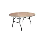 image of G & A BQT72R Banquet Folding Table, Round, 72" Diameter, 3/4" Thick Sealed Smooth Oak Plywood Top