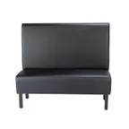 image of G & A QUICK SHIP LEGS-S-42 Single Plain Back Booth, 48L x 42H, Upholstered Seat & Back, Dark Walnut Legs, Black Vinyl