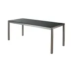 image of G & A STC3152 Rectangular 31x52 Outdoor Dining Table, Synthetic Teak Top, Brushed Aluminum Frame