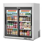image of True GDM-09-SQ-S-HC-LD 36" Countertop Two Sliding Glass Door Refrigerator, Stainless Steel