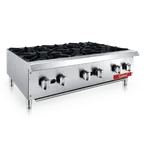 image of General GCHP-36-6NG 36" Countertop Gas Hotplate with Manual Controls, (6) Cast Iron Burners