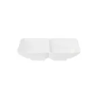 image of GET 037-W Hidden Treasures Sauce Dish, 2‑Compartment, 1 oz, 4" x 3", White Melamine NSF – 1 Dozen