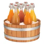 image of GET 2763060 Frilich Bucket, 15-3/4" Dia x 14-3/10" H, Seven 1‑Quart Bottles, Wood Frame & Liner - Set