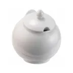 image of GET 2932350 Frilich China Bowl, 3.5 L (5 qt) White Round Serving Bowl with Lid Holder