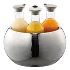 image of GET 3147061 Tub Set, 12-3/5" Dia. x 12-9/10" H, 3×1.3qt Carafes, Polished Steel Tub, 1‑63 oz - Set