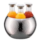image of GET 3147063 Tub Set, 12-3/5" Dia. x 12-9/10" H, 3 × 1.3 Qt Tritan, Steel Lids & Tub, Hammered - Set