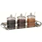 image of GET 3195011 Frilich Jam Bar Trio, 3‑Compartment Set, 0.63 qt SAN Containers with Lids, Steel Base