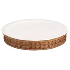 image of GET 3255050 Frilich Picknick Set, 16-1/10" Dia. x 2-3/4" H, China Plate, Tan Wicker Base - Set