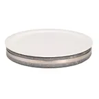 image of GET 3256050 Food Set, 16" Dia. x 2-4/5" H, White China Plate, Gray Soapstone Base, Steel Hoop - Set