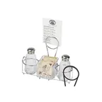 image of GET 4-22735 Silver Chrome 2-Compartment Condiment Caddy with Menu Holder, Chrome Plated Metal