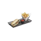 image of GET 4-35814 Rectangular Grid Basket, 14" x 7" x 1", Iron Polyethylene Coated, Black