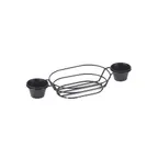 image of GET 4-361632 Clipper Mill Basket, 15-3/4" x 6" x 2", Oval, Iron Teflon Coated, Black, 2 Cup Holders