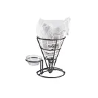 image of GET 4-361644 Clipper Mill Fry Cone Basket, 5" Dia. x 7" H, Iron Powder-Coated Black, Condiment Holder