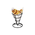 image of GET 4-61640 Fry Cone Basket, 5" Dia. X 7"H, Iron Teflon Coated, Black