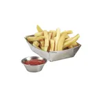 image of GET 4-80868 Boat Tray, 6" x 4-1/2" x 1-1/4", Stainless Steel, Heavy‑Duty Restaurant Serving Basket