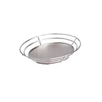 image of GET 4-84855 Oval Stainless Steel Basket, 12-1/2" x 9-1/4" x 2-1/4", Raised Solid Base