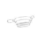 image of GET 4-88701 Oval Stainless Steel Basket, 13-3/4" x 6" x 3", With Handle & Condiment Cup Holder