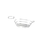 image of GET 4-91630 Oval Stainless Steel Basket, 9" x 6" x 3-1/2", With Handle & Condiment Cup Holder
